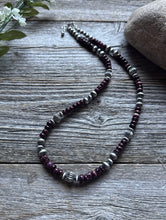 Load image into Gallery viewer, Southwestern Sterling Silver Purple Spiny Oyster Pearls Bead Necklace 18 inch