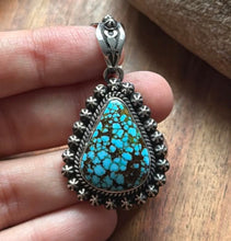 Load image into Gallery viewer, Navajo Sterling Silver Kingman Spiderweb Turquoise Pendant H Piasso
