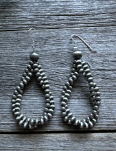 Load image into Gallery viewer, Sterling Silver 4mm Pearls Twisted Loop Earrings. 3 Inch