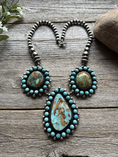 Load image into Gallery viewer, Navajo Sterling Silver Royston Turquoise Cluster Lariat Y Bead Necklace KY