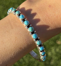 Load image into Gallery viewer, Native American Sterling Silver Blue Turquoise Bangle Cuff Bracelet. EB