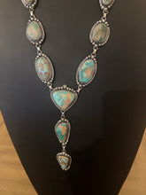 Load image into Gallery viewer, Navajo sterling silver royston turquoise lariat necklace