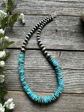 Load image into Gallery viewer, Sterling Silver Blue Turquoise W Pearls Bead Necklace. 18 inch