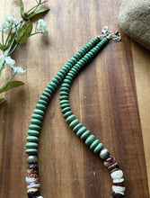 Load image into Gallery viewer, Sterling Silver Green Turquoise Purple Spiny Oyster Bead Necklace. 19 Inch