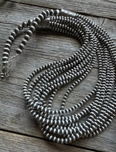 Load image into Gallery viewer, 4mm Multi 10 Strand 925 Sterling Silver Oxidized Pearls Bead Necklace 24 Inch