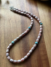 Load image into Gallery viewer, Sterling Silver Rhodochrosite Turquoise Bead Necklace. 18 inch. Gift