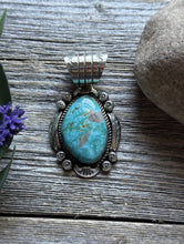 Load image into Gallery viewer, Navajo Native American Sterling Silver Turquoise Handmade Pendant R Yazzie Gift