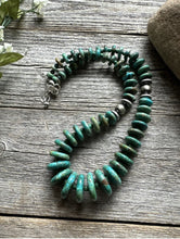 Load image into Gallery viewer, Southwestern 925 Sterling Silver Graduated Turquoise Bead Necklace. 18 inch