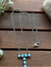 Load image into Gallery viewer, Navajo Sterling Silver Turquoise Alphabet T Chain Necklace KY