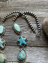 Load image into Gallery viewer, Navajo Sterling Silver Star Blue Green Turquoise Lariat Y Bead Necklace KY