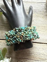 Load image into Gallery viewer, Blue Turquoise Nuggets 7 Inch Stretch Elastic Stretchy Bead Bracelet Gift