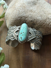 Load image into Gallery viewer, Navajo Native American Sterling Silver Turquoise Cuff Bracelet Maloney