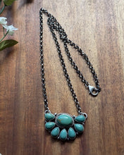 Load image into Gallery viewer, Navajo Sterling Silver Turquoise Cluster Chain Necklace Marcella James