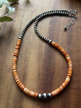 Load image into Gallery viewer, Sterling Silver Orange Spiny Oyster W Multi Bead Pearls Necklace. 18 Inch. Gift