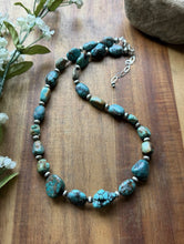 Load image into Gallery viewer, Sterling Silver Turquoise Nuggets Multi Stone Bead Necklace. 18 inch