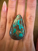 Load image into Gallery viewer, Navajo sterling silver  turquoise royston ring adjustable