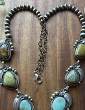 Load image into Gallery viewer, Navajo Sterling Silver Blue Green Royston Turquoise Lariat Cluster Necklace CY