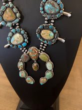 Load image into Gallery viewer, Navajo sterling silver royston cluster squash blossom necklace