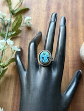 Load image into Gallery viewer, Vintage Old Pawn Navajo Sterling Silver Blue Turquoise Ring Size 7.5