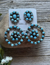 Load image into Gallery viewer, Navajo Sterling Silver Turquoise Cluster Earrings Sheila