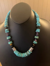 Load image into Gallery viewer, Sterling silver blue  turquoise graduated necklace 22 inch