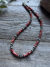 Load image into Gallery viewer, Southwestern Sterling Silver Red Spiny Oyster Pearls Bead Necklace 18 inch