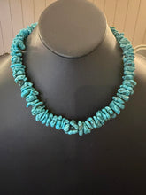 Load image into Gallery viewer, Sterling silver turquoise nugget necklace 18 inch