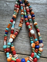 Load image into Gallery viewer, Sterling Silver Multi Strand Multi Stone Bead Necklace. 16 inch