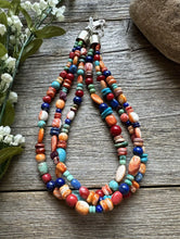 Load image into Gallery viewer, Sterling Silver Multi Strand Multi Stone Bead Necklace. 16 inch