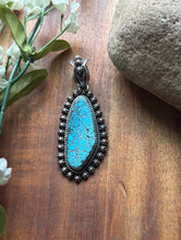 Load image into Gallery viewer, Navajo Sterling Silver Kingman Spiderweb Turquoise Pendant H Piasso