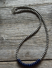 Load image into Gallery viewer, Lapis 4mm Sterling Silver Pearls Choker Bead Necklace. 16 Inch. Gift