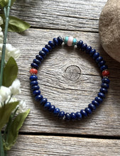 Load image into Gallery viewer, Lapis Multi Stone 6.5 Inch Stretch Elastic Stretchy Bead Bracelet Gift