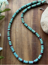 Load image into Gallery viewer, Sterling Silver Turquoise Purple Spiny Oyster Bead Necklace. 20 Inch