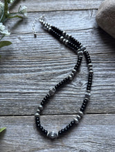 Load image into Gallery viewer, Southwestern Sterling Silver Black Onyx Pearls Bead Necklace 18 inch Gift
