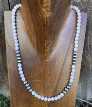 Load image into Gallery viewer, Sterling Silver 6mm Pink Conch Round Bead W Pearls Necklace. 18 inch