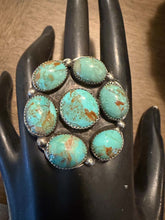 Load image into Gallery viewer, Navajo sterling silver turquoise cluster ring adjustable