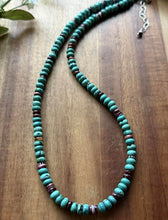 Load image into Gallery viewer, Sterling Silver Turquoise Purple Spiny Oyster Bead Necklace. 20 Inch