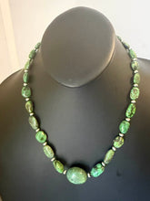 Load image into Gallery viewer, Sterling silver green turquoise nugget necklace 22 inch