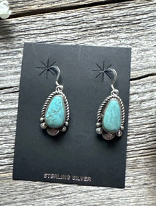 Navajo Native American Sterling Silver Turquoise Earrings KY