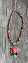 Load image into Gallery viewer, Handmade NavajoSterlingSilverOrangePurpleSpiney OysterTurquoisePendantW necklace