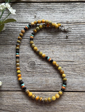 Load image into Gallery viewer, Bumblebee Jasper Multi Stone Color Sterling Silver Bead Necklace. 18 inch Gift