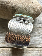 Load image into Gallery viewer, Navajo Sterling Silver Number 8 Turquoise Cuff Bracelet. C Yazzie Gift