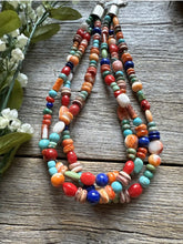 Load image into Gallery viewer, Sterling Silver Multi Strand Multi Stone Bead Necklace. 16 inch