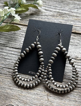 Load image into Gallery viewer, Southwestern Sterling Silver Pearls Double Loop Earrings 3 Inch