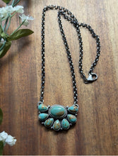 Load image into Gallery viewer, Navajo Sterling Silver Turquoise Cluster Chain Necklace Marcella James