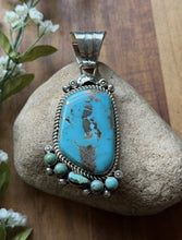 Load image into Gallery viewer, Navajo Native American Sterling Silver Blue Turquoise Pendant R Yazzie Gift