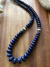 Load image into Gallery viewer, Sterling Silver Graduated Lapis Bead Necklace. 18 inch. Gift