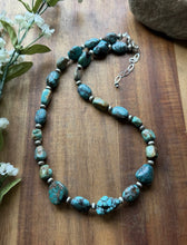 Load image into Gallery viewer, Sterling Silver Turquoise Nuggets Multi Stone Bead Necklace. 18 inch