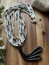 Load image into Gallery viewer, Native American Sterling Silver White Brown Heishi Shell Jackla Bead Necklace 32