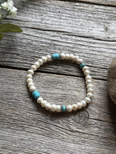 Load image into Gallery viewer, Freshwater Pearls Turquoise 6.5 Inch Stretch Elastic Stretchy Bead Bracelet Gift